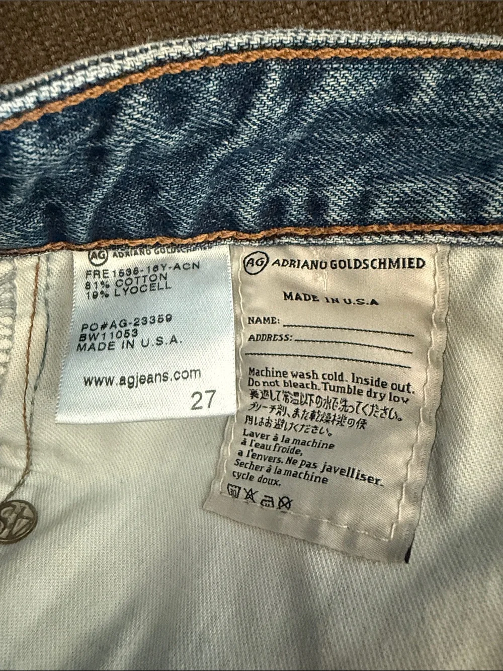 AG Adriano Goldschmied Light Blue Distressed Denim The Erin Pencil Skirt Size 27
